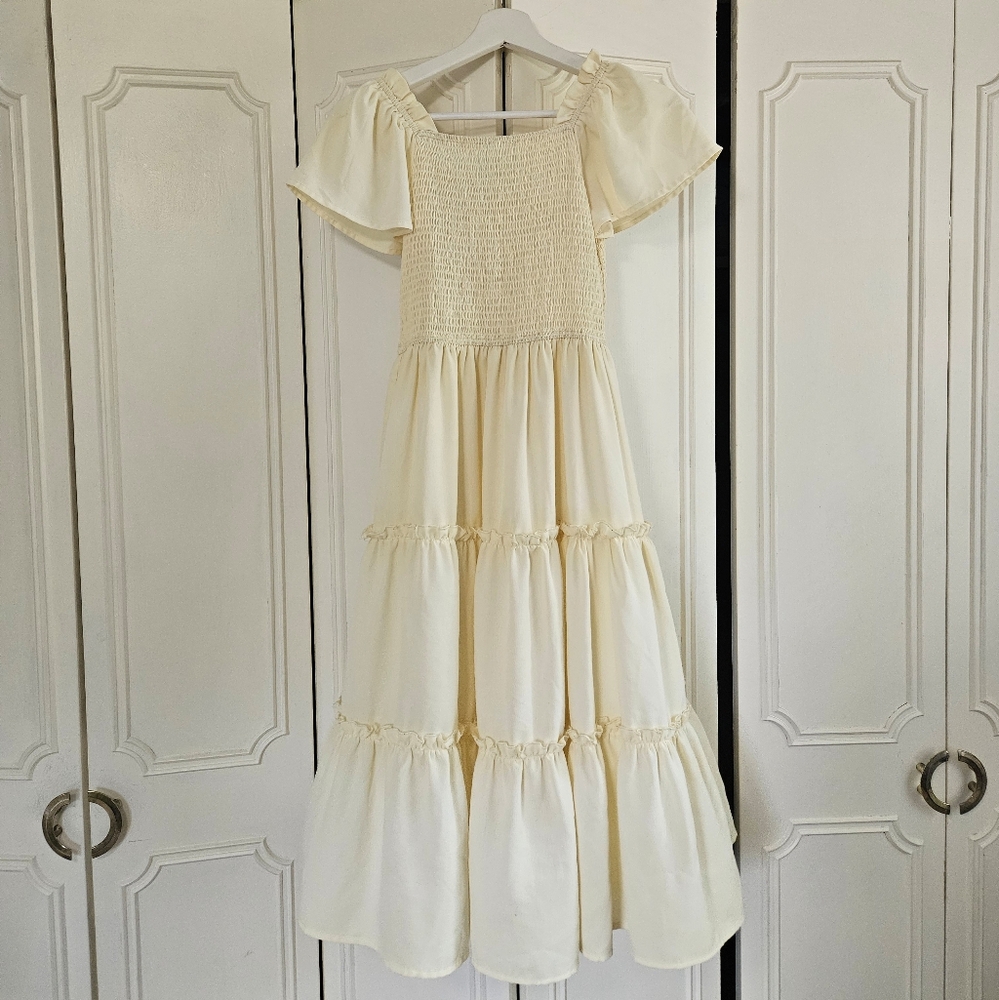 Ivy City butter yellow shirred dress
